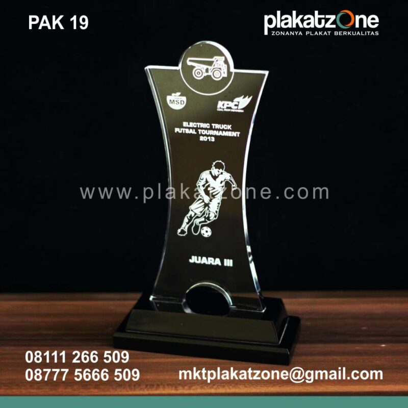 plakat akrilik laser grafir electric truck futsal tournament